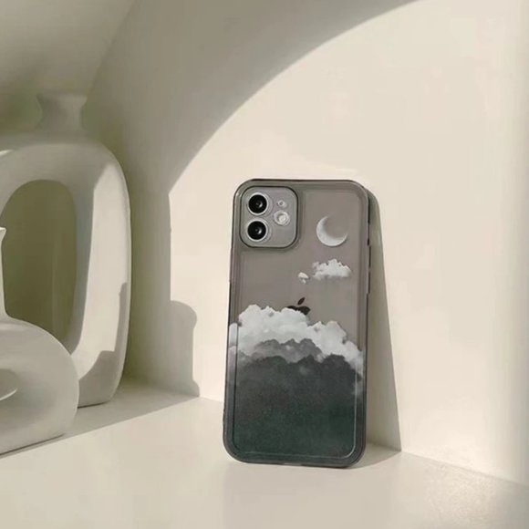 NEW iPhone 13/12/Pro/Max Vintage Gradient Clouds Moon Phone Case - Picture 2 of 5